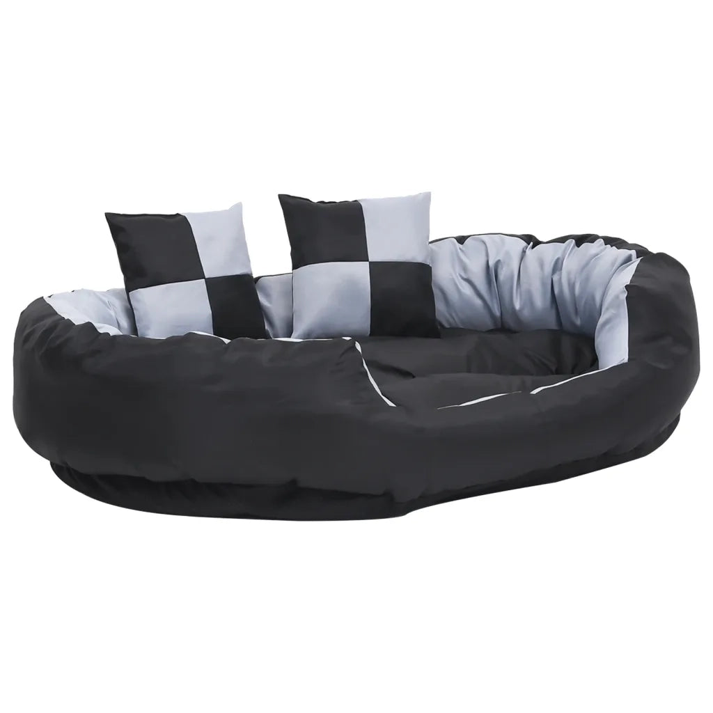 Cuscino per Cani Reversibile Lavabile Grigio e Nero 110x80x23cm CFW9138195