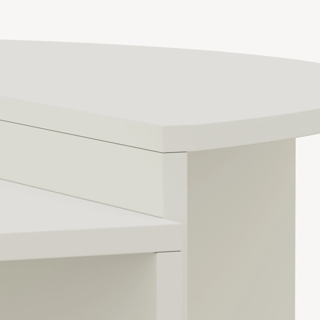 Tavolino Basso da Salotto Tondesdaslo con 2 Piani Semicircolari di Diverse Misure - Bianco [en.casa]
