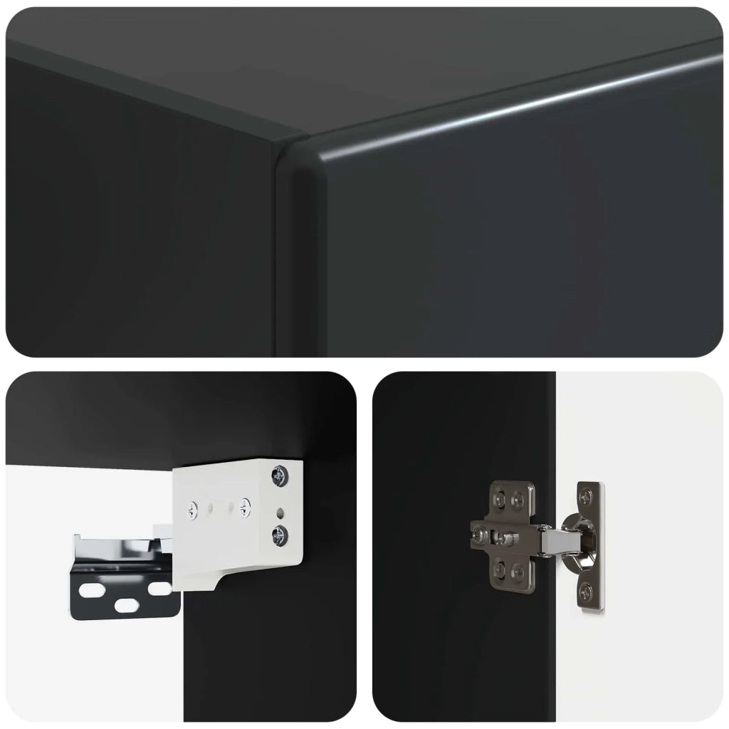 Mobiletto a muro 33 x 34,5 x 90 cm Legno ingegnerizzato Nero 899096