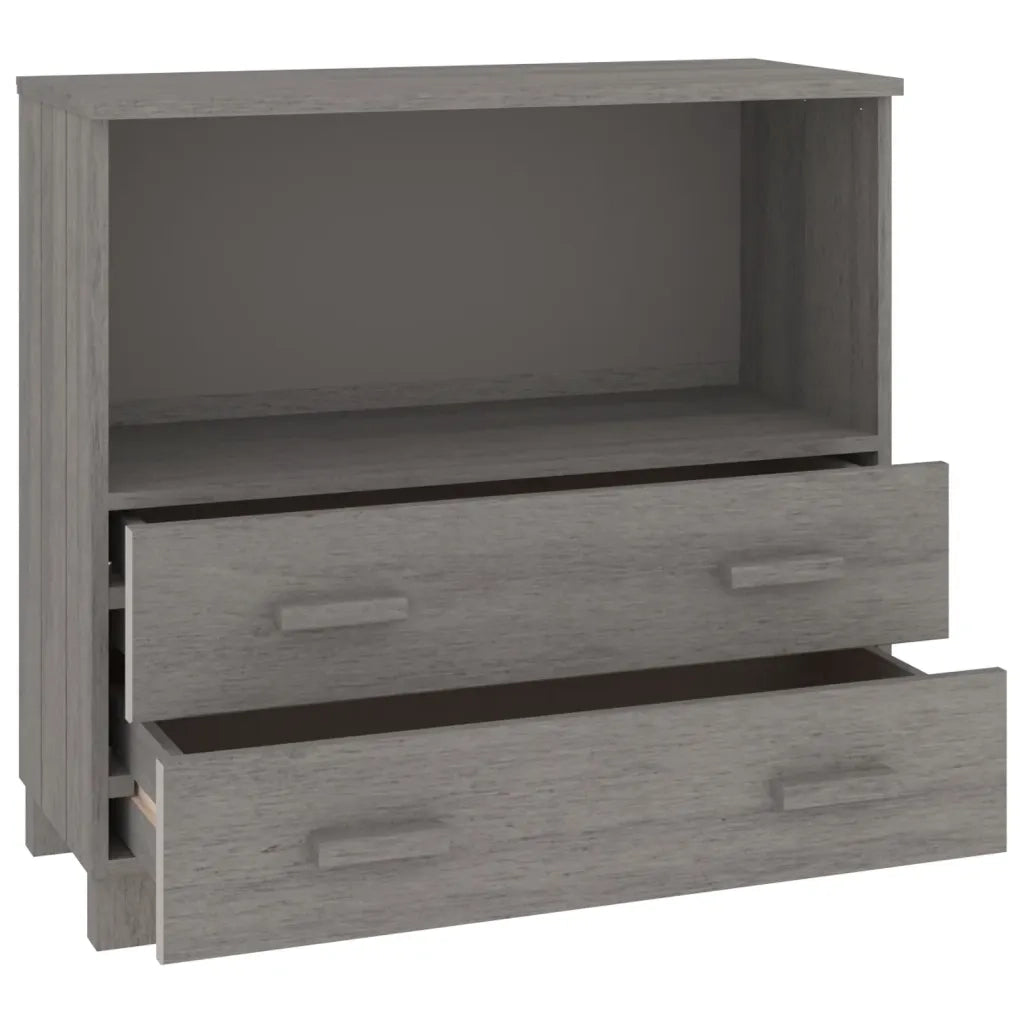 Credenza HAMAR Grigio Chiaro 85x35x80 cm Legno Massello di Pino 340499