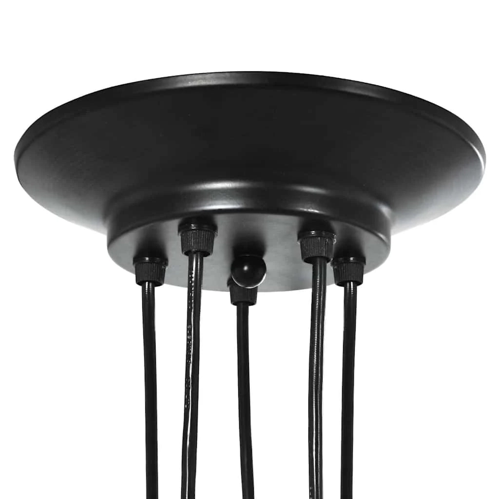 Lampada a sospensione vintage con 5 portalampada E27 altezza regolabile 157 cm metallo nero 02_0058021