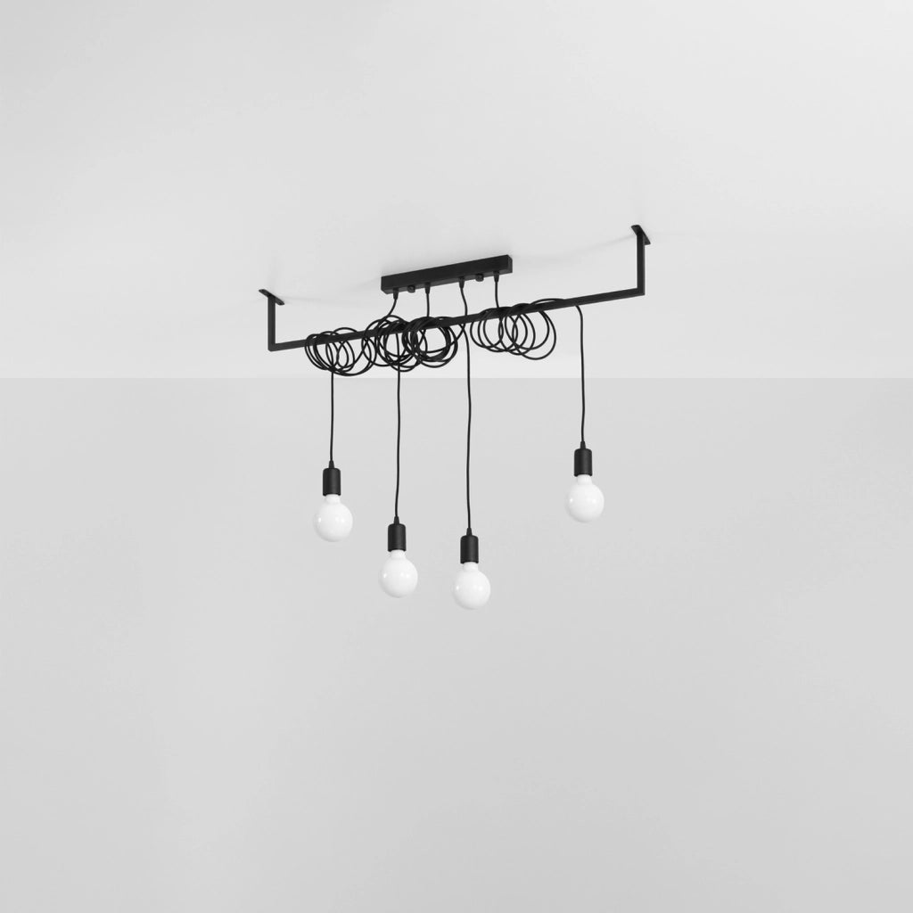 Lampadario Toledo 4 luci E27 nero metallo Pure Lume