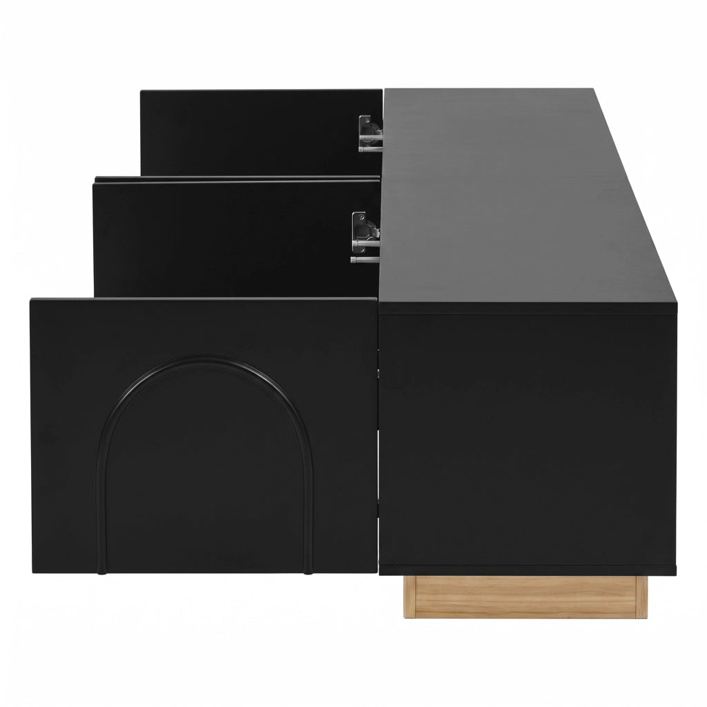 Mobile TV con 4 ante; vani separati; passacavi posteriori e cerniere ammortizzate per soggiorno; nero; 170 × 38 × 42 cm