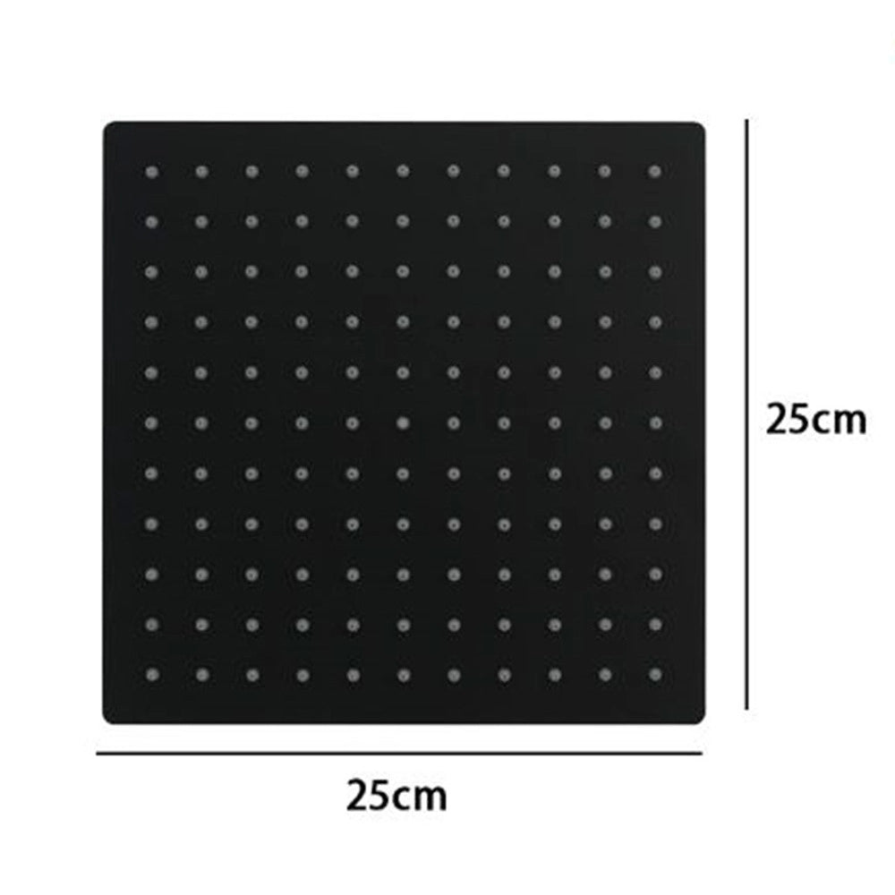 Trade Shop - Soffione Doccia Ultra Slim Quadrato 25x25cm Bagno Miscelatore Nero Attacco Universale 87883 -