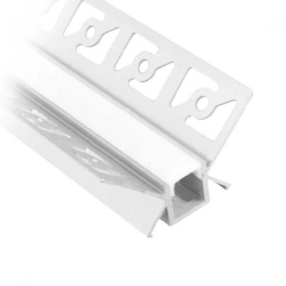 Kit profilo Angolare da rasare a cartongesso da 2m con copertura satinata e 2 tappi