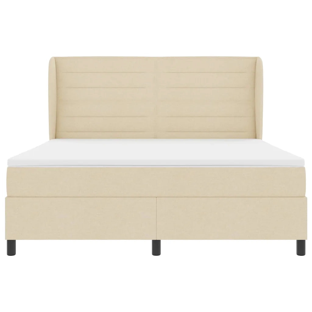 Letto a molle con materasso Crema 180 x 200 cm Tessuto 3340520