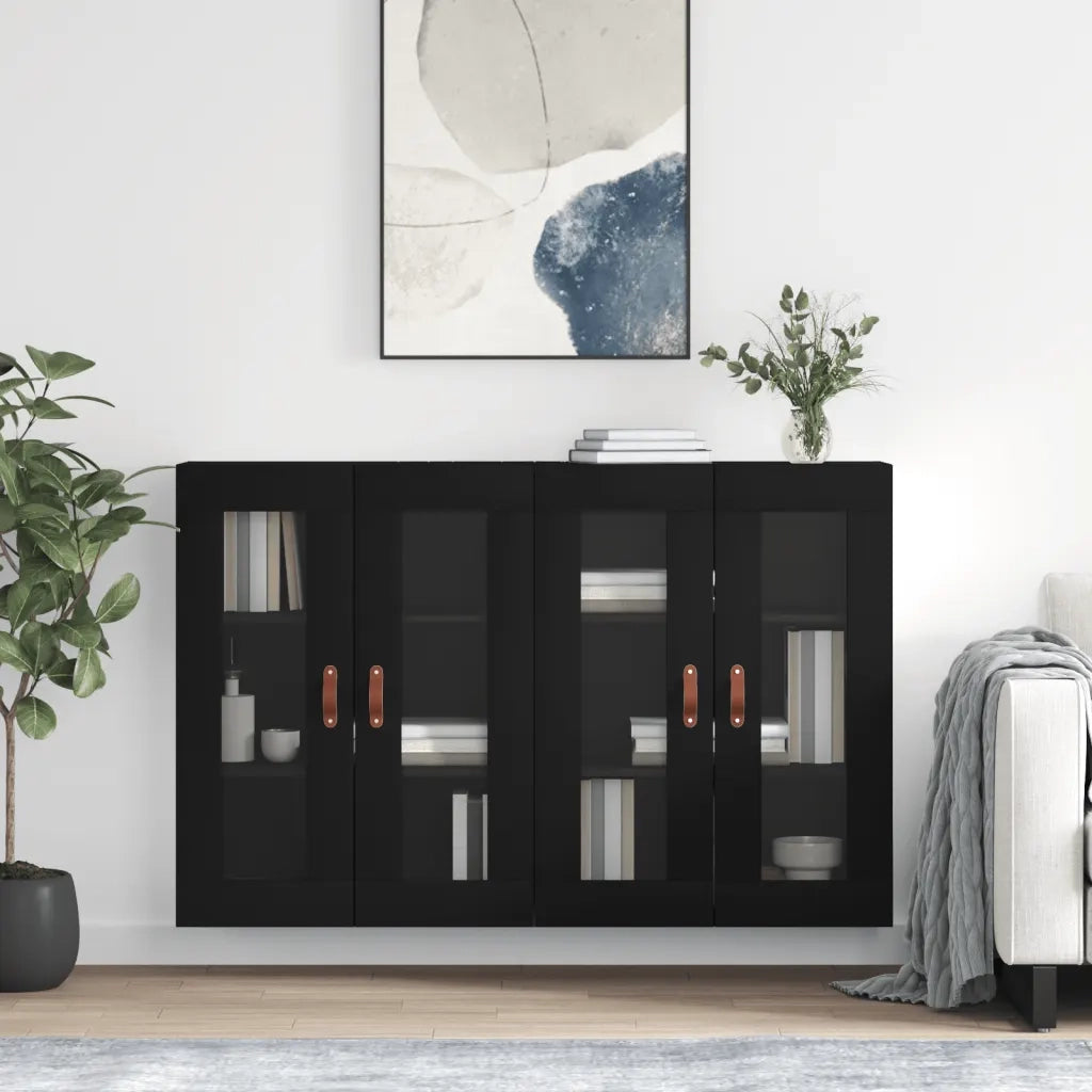 Armadietti a Parete 2 pz Neri in Legno Multistrato 3197914