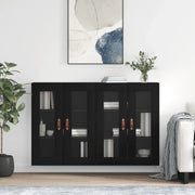 Armadietti a Parete 2 pz Neri in Legno Multistrato 3197914
