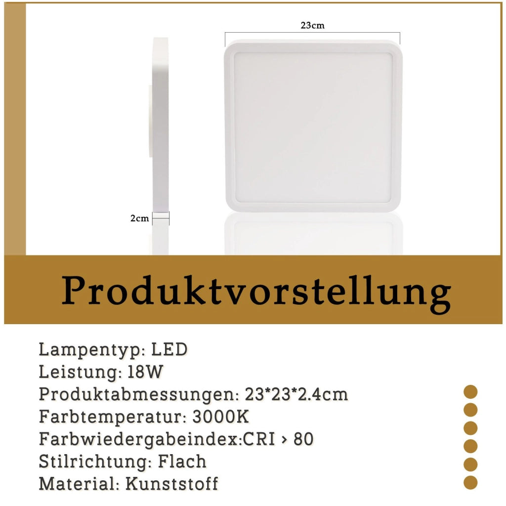 ZMH Lampada da soffitto plafoniera LED bianca 23 cm 18W 3000K per soggiorno camera letto corridoio