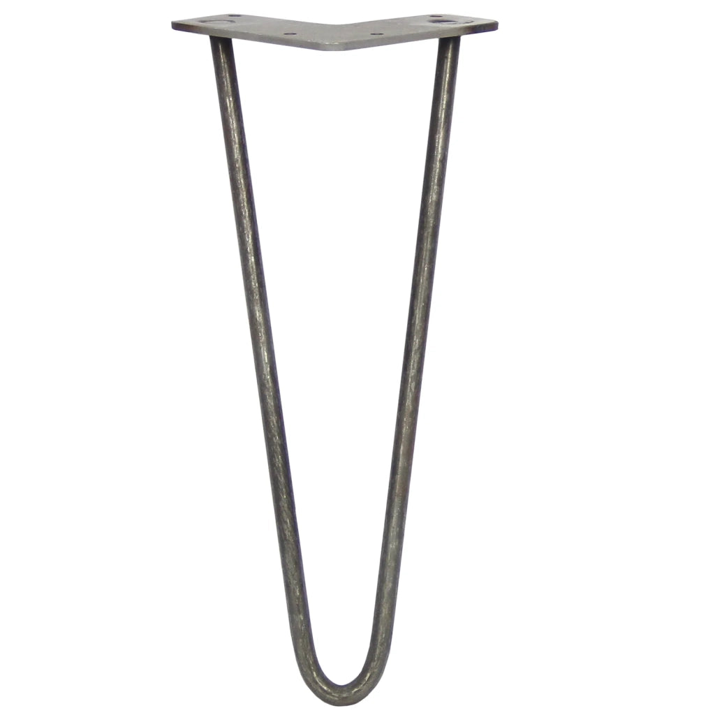 4 Gambe per Tavolo a Forcina SkiSki Legs 30,5cm Acciaio Naturale 2 Rebbi 10mm