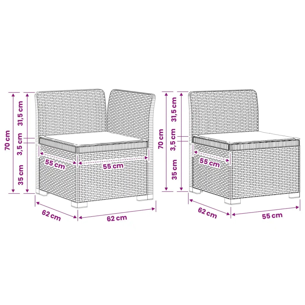 Divano da Giardino 5 Posti con Cuscini Stile Rattan PP 3444037