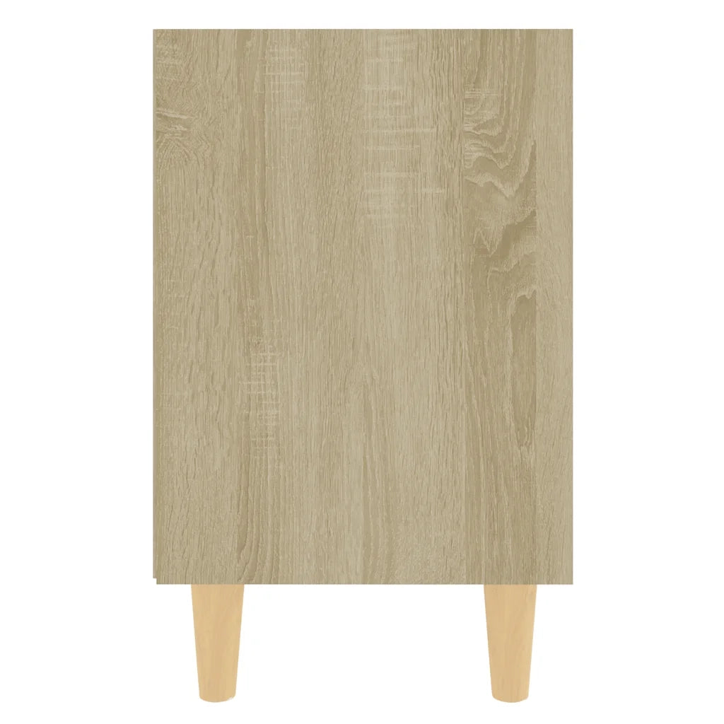 Comodino con Gambe in Legno Massello Rovere Sonoma 40x30x50cm 805785
