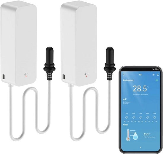 Termometro intelligente e igrometro con WiFi e sensore esterno per frigorifero e acquario