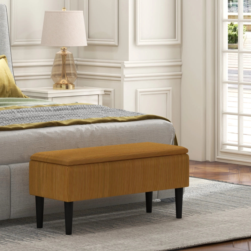 EasyComfort Panca Fondoletto in Poliestere e Legno per Camera da Letto e Ingresso, 95x38x45 cm, Arancione