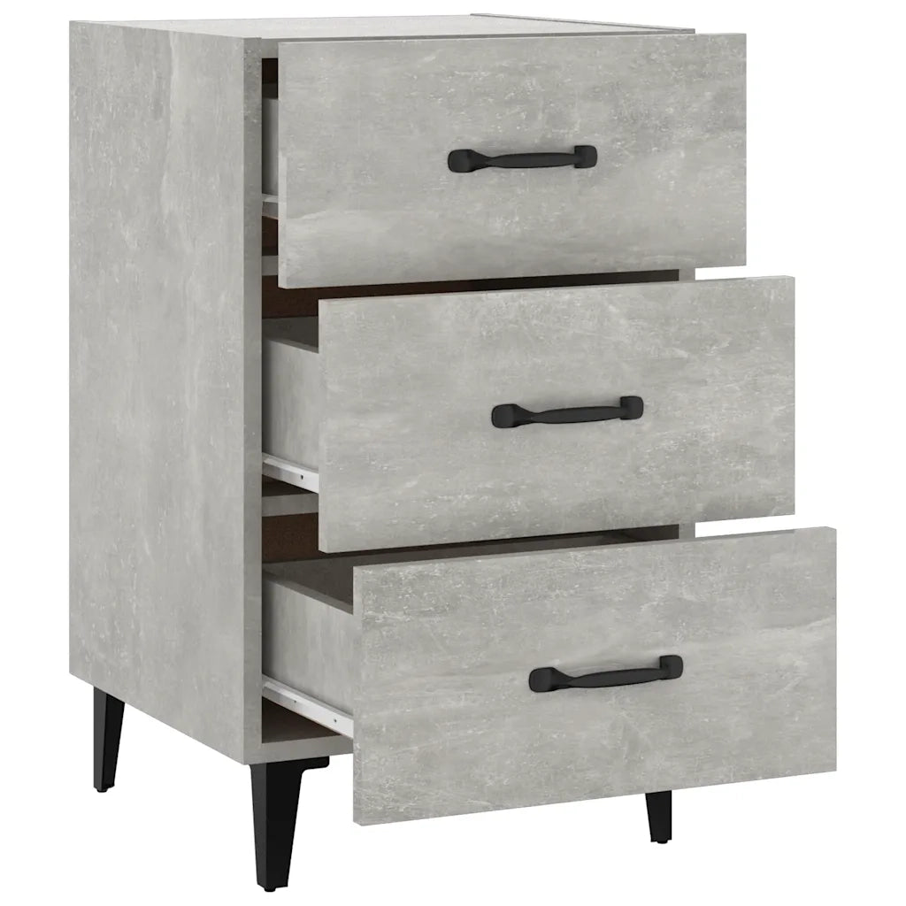 Comodino | Armadio da Notte | Mobiletto da notte Grigio Cemento 40x40x66 cm in Legno Multistrato