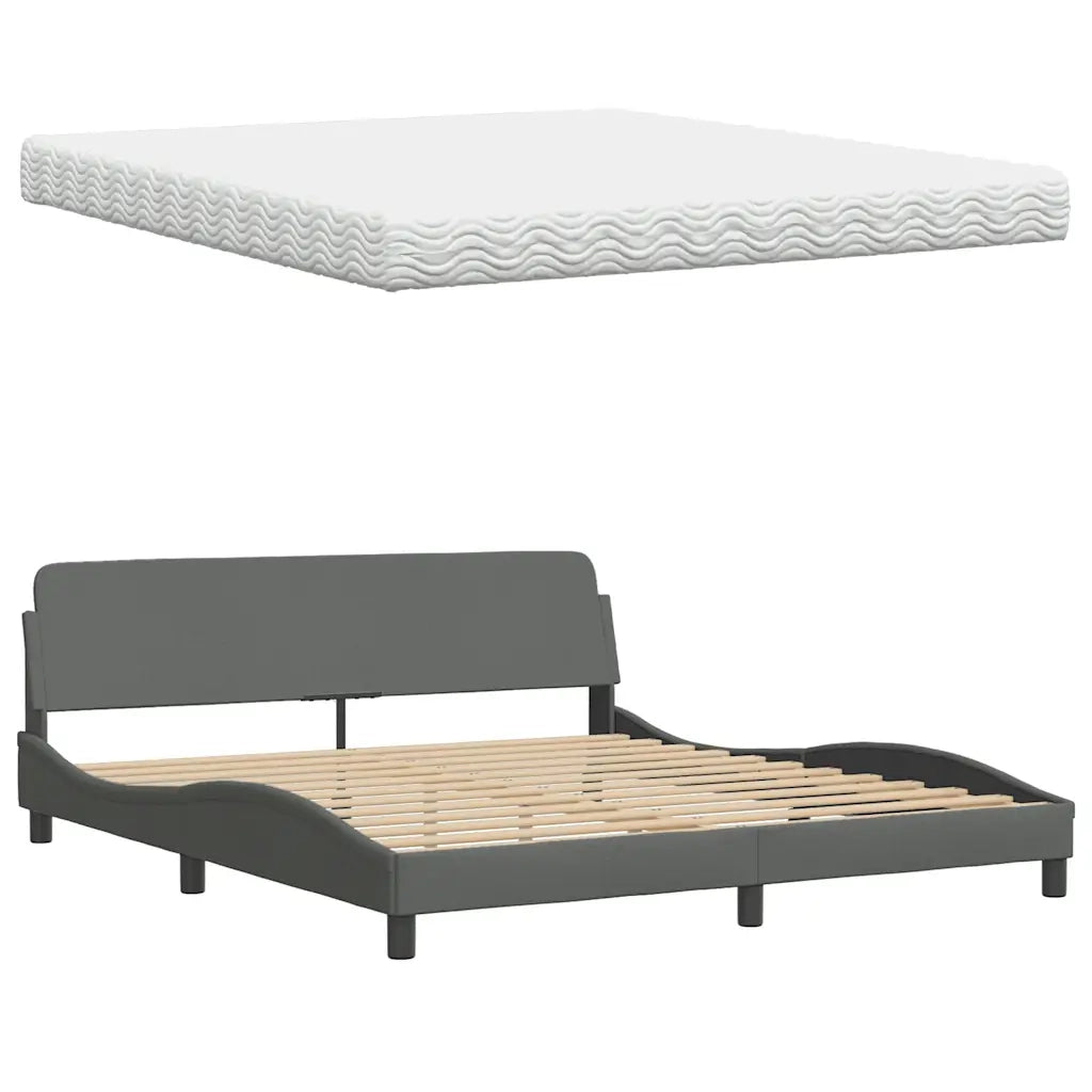 Letto con Materasso Grigio Scuro 180x200 cm Tessuto 3310756