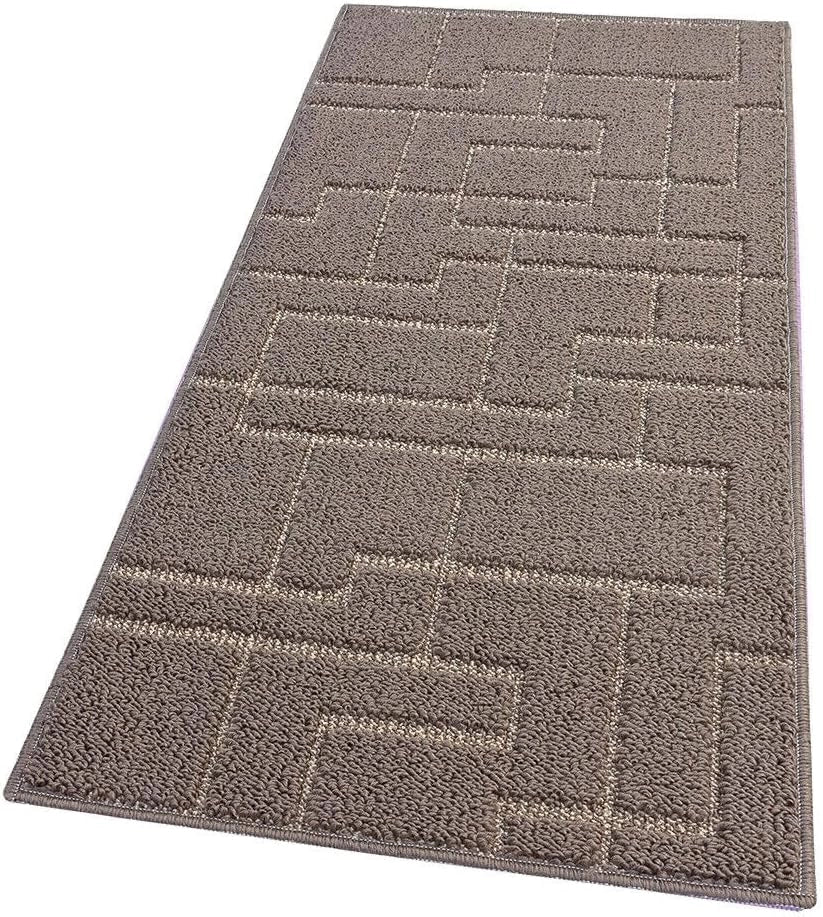 Tappeto Casa Cucina 3D 50x80 Cm Design Geometrico Moderno Assorbente Antiscivolo Beige