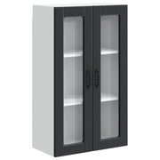 Pensile da cucina | Mobile in vetro da parete PORTO Nero 60 x 31 x 100 cm