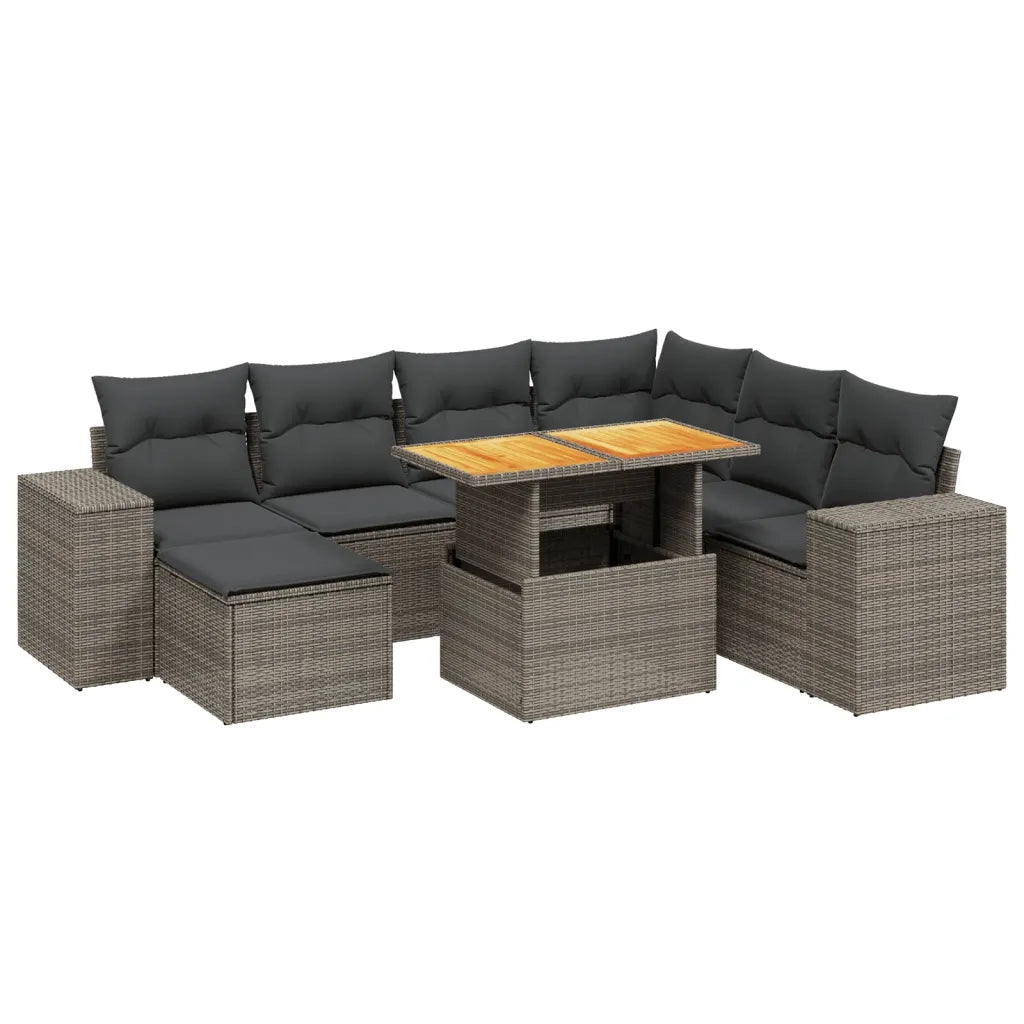 Set Divano da Giardino 8 pz con Cuscini Grigio in Polyrattan 3275944