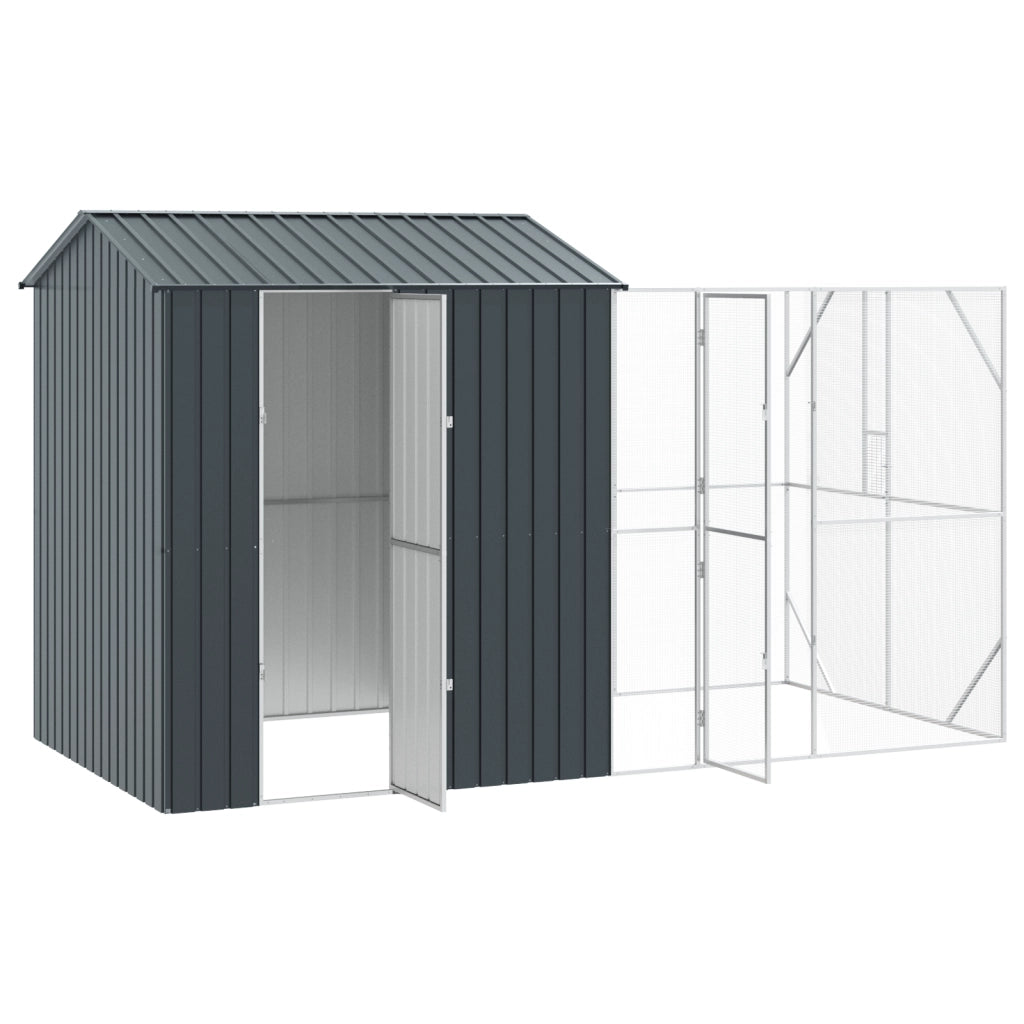 Aviario per Uccelli  con Estensione Anthracite 210x421x247 cm Acciaio