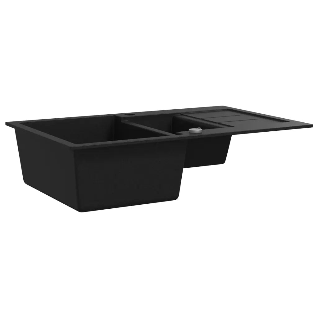 Lavello da Cucina in Granito Vasca Doppia Nero CFW7773563