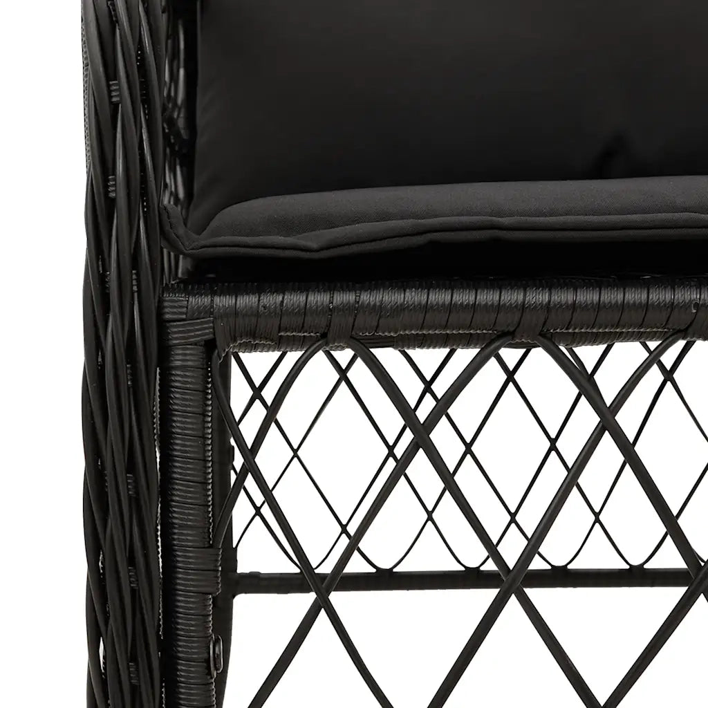 Set da Pranzo da Giardino 9 pz con Cuscini Nero in Polyrattan 3212073