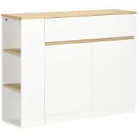 Buffet Mobile da Stoccaggio con 2 Cassetti 3 Mensole Aperte e Mobile con 2 Ante, 110 x 29,5 x 82 cm, Bianco