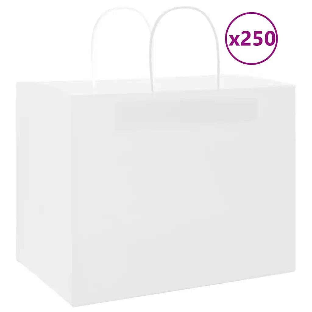 Sacchetti di Carta 250 pz con Manici Bianchi 32x22x24 cm
