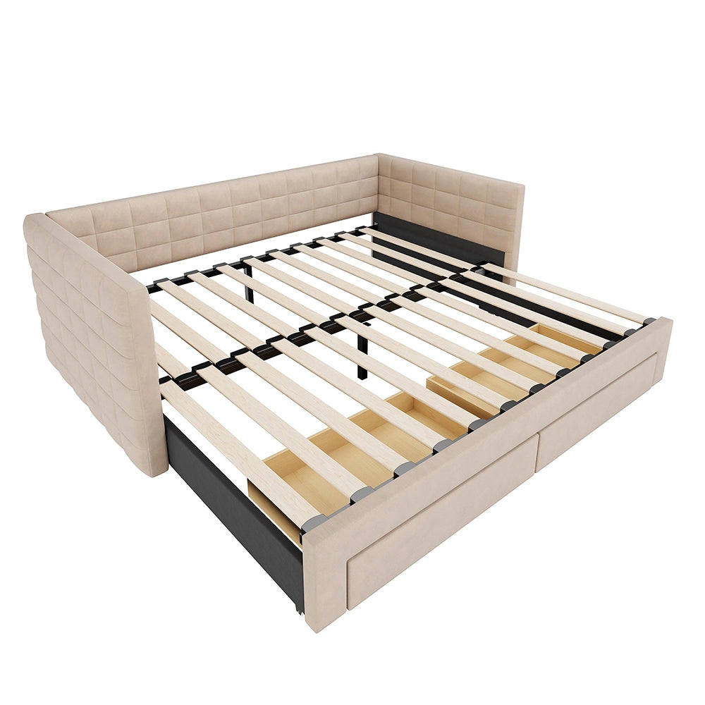 Divano letto 3in1 90x190cm?- Xylo - gigogne cotone/lino beige