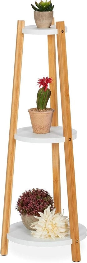 Tavolo per piante a 3 livelli in MDF di bambù, 735 x 28 cm, tavolo per piante 2.0