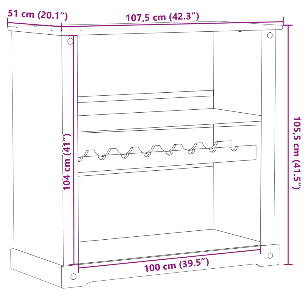 Cantinetta per Vini Corona 107,5x51x105,5cm Legno Massello Pino CFW7103960