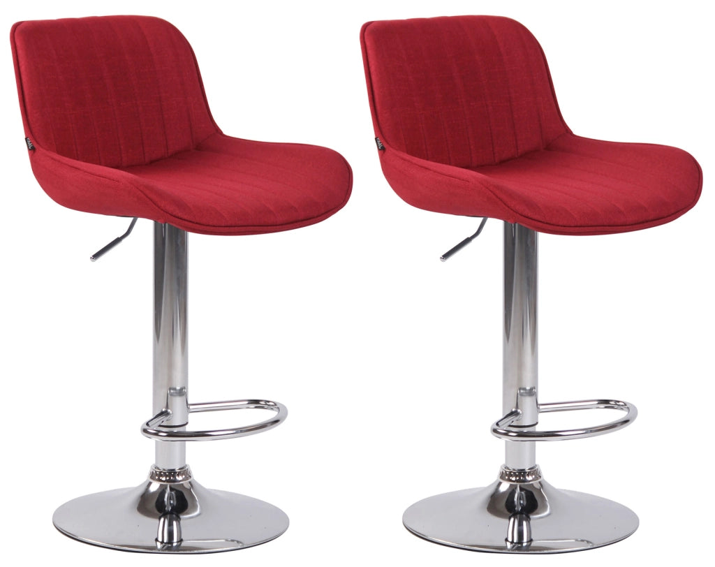 Set di 2 sgabelli da bar Lentini in tessuto rosso,cromo