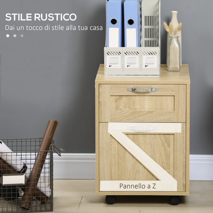 Cassettiera Portadocumenti da Ufficio 39x42x56 cm in Truciolato Legno Naturale