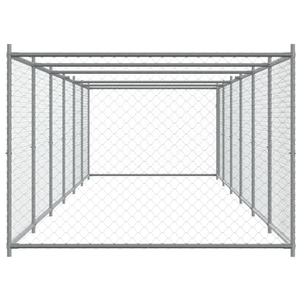 Gabbia per Cani con Porta Grigia 12x2x1,5 m in Acciaio Zincato 3209582