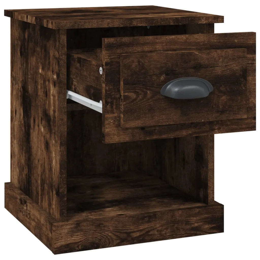 Set di 2 Comodini | Armadio da Notte | Mobiletto da notte Rovere Fumo 39x39x47,5 cm in Legno Multistrato