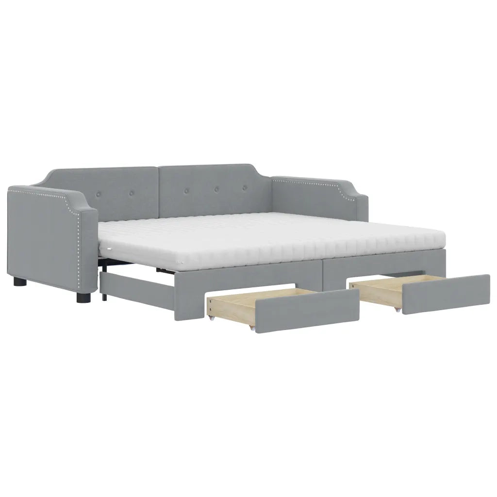 Divano Letto Estraibile Cassetti Grigio Chiaro 80x200cm Tessuto 3197683