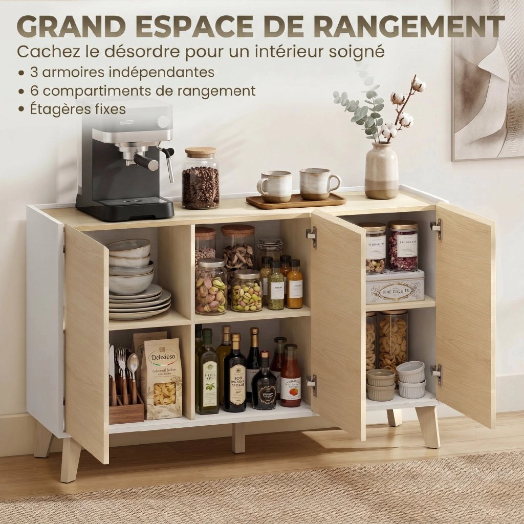 Armadio da cucina ¨C zephmum ¨C bianco e legno naturale 120x40x90