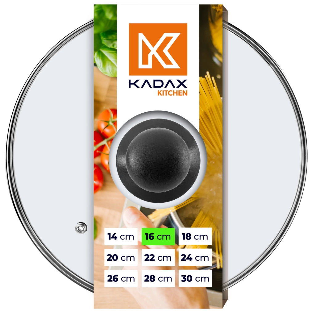 Coperchio in vetro KADAX da 16 cm, universale, resistente al calore, per pentole e padelle.