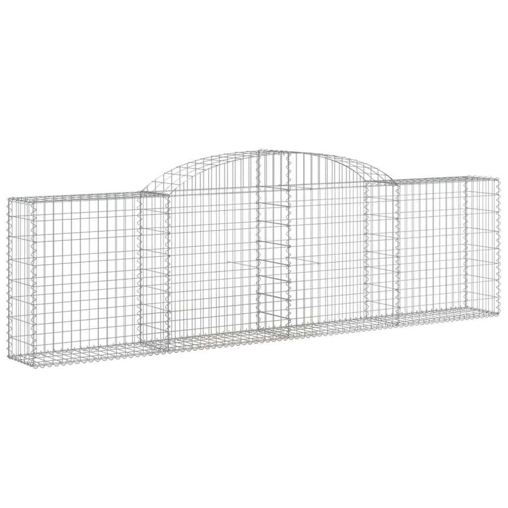 Cestini gabbioni recinzione a gabbia muro di contenimento ad arco 17 pezzi 300 x 30 x 80/100 cm ferro zincato argento 02_0040477