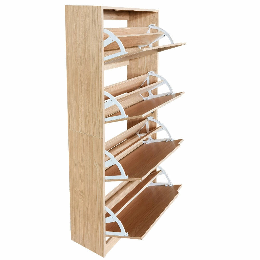 Scarpiera 4 Ante Ripiani Porta Scarpe Doppia Profondita Legno MDF 63x24x150 Oak