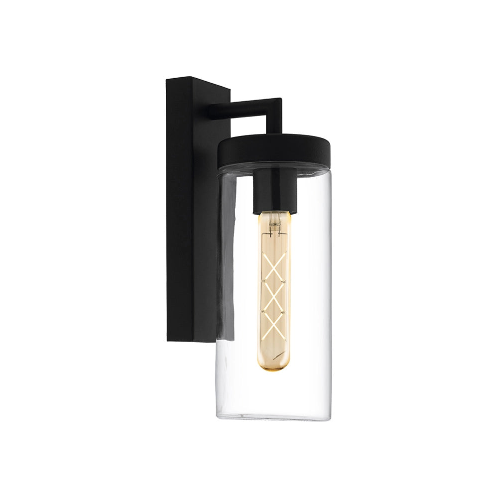 Applique Esterno Moderna Bovolone Metallo Nero Vetro Bianco 1 Luce E27