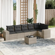 Set Divani da Giardino 7pz con Cuscini Grigio Chiaro Polyrattan 3222601