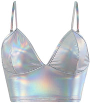 Top da donna a manica corta con riflessi - senza maniche - V - collo - cinturino regolabile - leggero - materiale traspirante - top da pollo