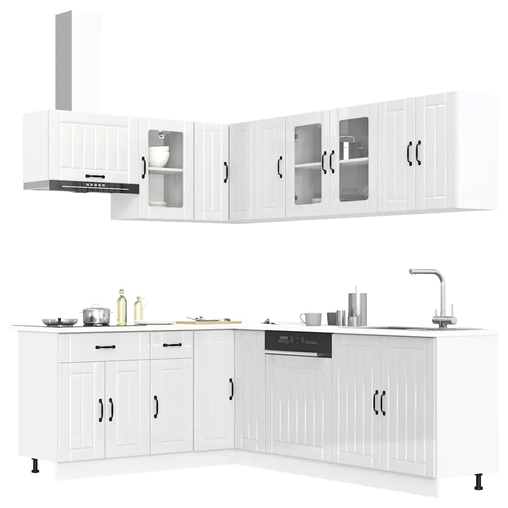 Set Mobili da Cucina 11 pz Lucca Bianchi Lucido in Truciolato 3314893