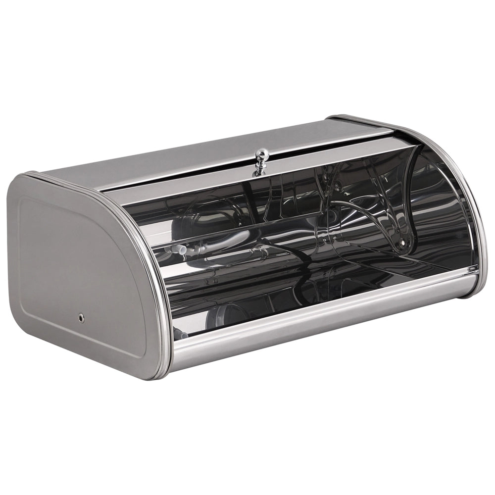 Contenitore per il pane in acciaio inossidabile argentato 45 x 26 x 17 cm Decorativo con coperchio a rotolo Cucina moderna