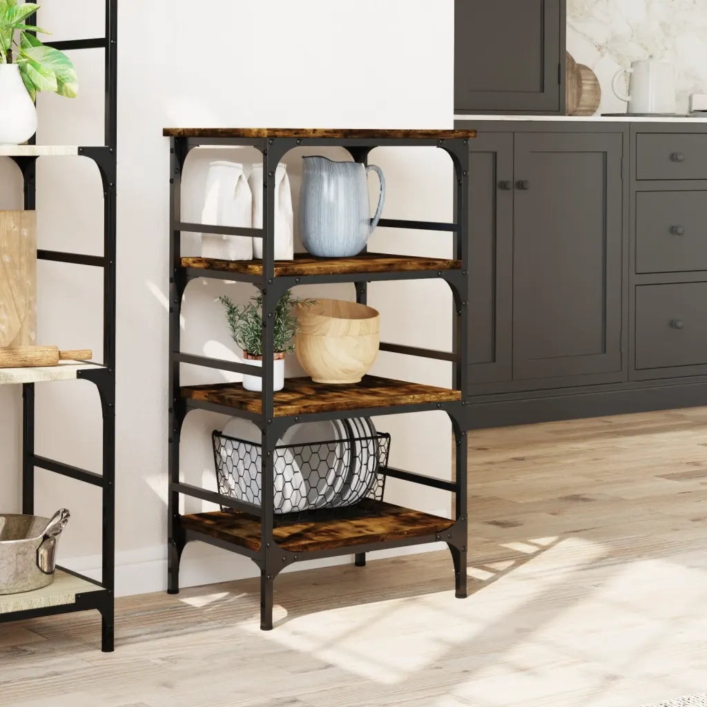 Carrello da Cucina-Scaffale per Cucina Rovere Fumo 45x35x89,5 cm Legno Multistrato