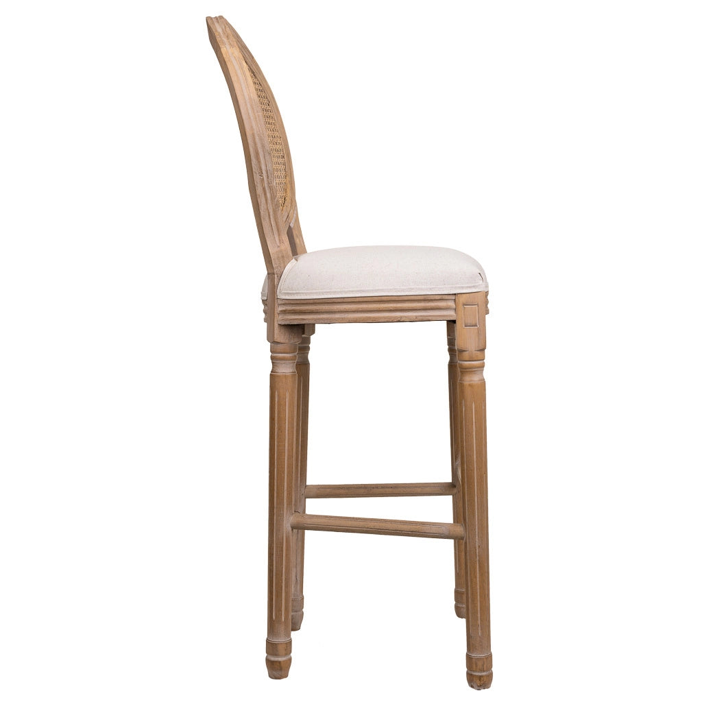 Sgabello in legno imbottito panna 48x42x76/121h