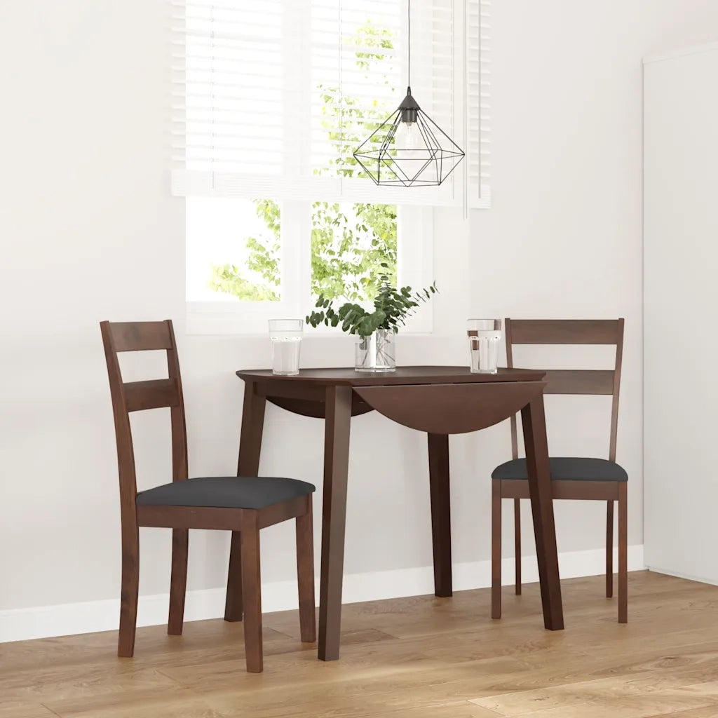 vidaXL Sedie da Pranzo con Cuscini 2pz Marrone Legno Massello di Hevea