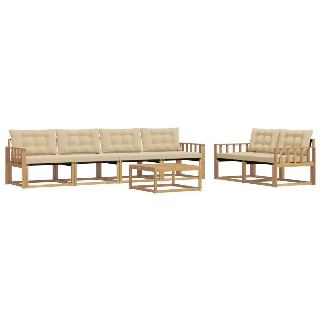 Set di divani da esterno 7 pcs Bianco e Beige 79 x 79 x 37 cm 3388443