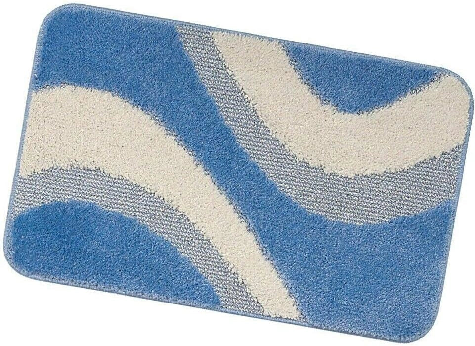 Tappeto Bagno 50x80 cm Scendiletto Antiscivolo Shaggy 3D Moderno Assorbente Azzurro